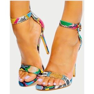 Snake Skin Open Toe Heels!